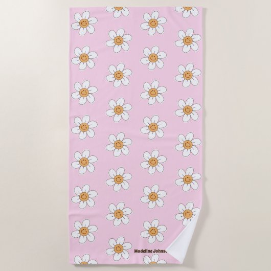 キュートスリーパパーソナライズされたウェイキャンプ ビーチタオル (正面)