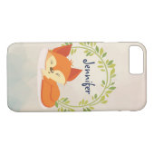 キュートスリーピングオレンジキツネとグリーン葉リース Case-Mate iPhoneケース (裏面(横))