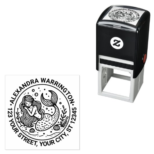 キュートスリーピングマーメイドネーム差出人住所 セルフインキングスタンプ (インサイチュ)