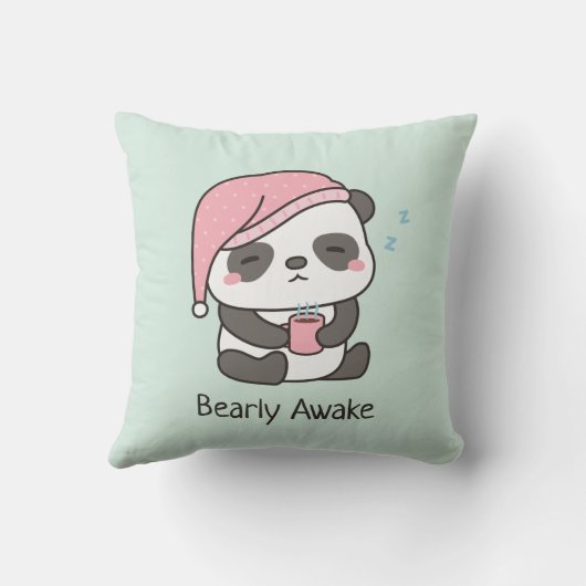 キュートスリーピーパンダバーリーアウェイクプン装飾用クッション クッション (裏面)