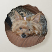 キュートスリーピーヨークシャーテリアーヨークシャーテリアパピー ラウンドクッション (裏面)