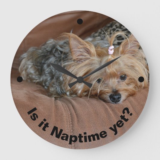 キュートスリーピーヨークシャーテリアー ラージ壁時計 (正面)