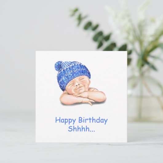 キュートスリープベビーおもしろい誕生日カーカスタム文字 (スタンド正面)