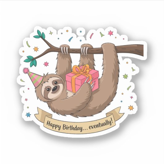 キュートスロおもしろいースハッピーバースデー シール (正面)