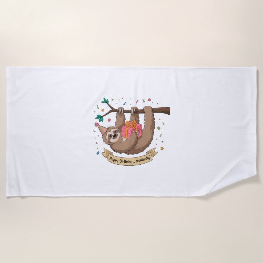 キュートスロおもしろいースハッピーバースデー ビーチタオル (正面)