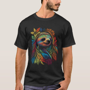 キュートスロカラフルス顔レインボーフラワーズワイルドアニメーション Tシャツ