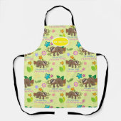 キュートスロッスイエローパタおもしろいーン怠惰引用文フローラ エプロン (正面)
