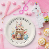 キュートスロッスハッピーイースターバニーラビットエッグズネーム ペーパープレート (パーティー)