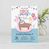 キュートスロッスプールパーティー誕生日招待状 招待状 (スタンド正面)