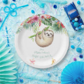 キュートスロッツトロピカルフローラブーケボーイベビーシャワー ペーパープレート (パーティー)