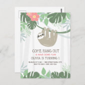 キュートスロッパパパパーム葉誕生日の招待 ポストカード (正面/裏面)