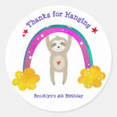 キュートスロッボーホーレインボーかわいい誕生日サンキューサンキュー ラウンドシール (正面)