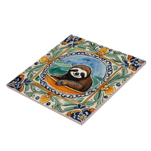 キュートスロ地中海のースイエロー&ブルーフォーク タイル (側面)