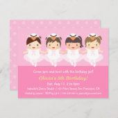 キュートスワンバレリナバースデーパーティ招待状 招待状 (正面/裏面)