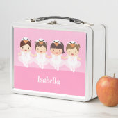 キュートスワン踊りバレリーナガールパーソナライズされたズ メタルランチボックス (インサイチュ)