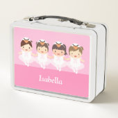 キュートスワン踊りバレリーナガールパーソナライズされたズ メタルランチボックス (裏面)