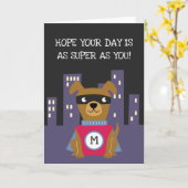 キュートスーパーヒーロードウィズモノグラムボーイズ誕生日 カード (黄色い花)