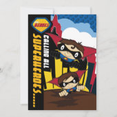 キュートスーパーヒーローパーティー招待状 招待状 (正面)