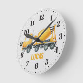 キュートセメントトラックボーイズベッドルーム子供部屋デコール ラウンド壁時計 (傾斜)