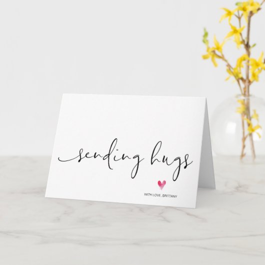 キュートセンディングハグ勇気付けられる悔やみや弔慰ハート カード (黄色い花)