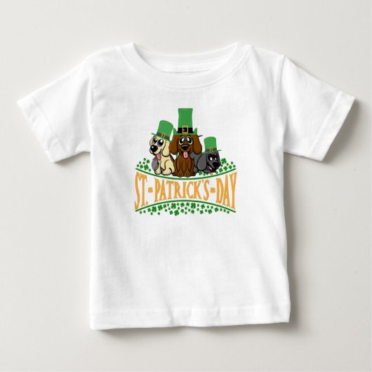 キュートセントパトリックズデイドッグズレプレチョーンハットシャムロック ベビーTシャツ (正面)