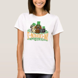 キュートセントパトリックズデイドッグズレプレチョーンハットシャムロック Tシャツ