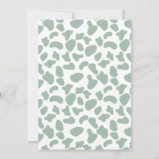 キュートセージグリーンファームホーリーカウズ誕生日招待状 招待状 (裏面)