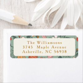 キュートセージグリーンボタニカルカスタム差出人住所 ラベル