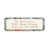 キュートセージグリーンボタニカルカスタム差出人住所 ラベル (正面)