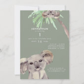 キュートセージコアラベア1st誕生日パーティの招待状 招待状 (正面)