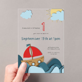 キュートセールボートファースト航海の誕生日 アクリル招待状