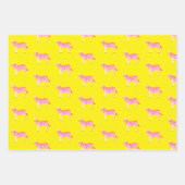 キュートゼカラフルブラアニマルプリントブはっきりしたライトピンク ラッピングペーパーシート (正面3)