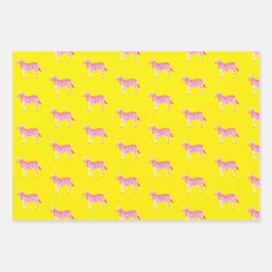 キュートゼカラフルブラアニマルプリントブはっきりしたライトピンク ラッピングペーパーシート (正面3)