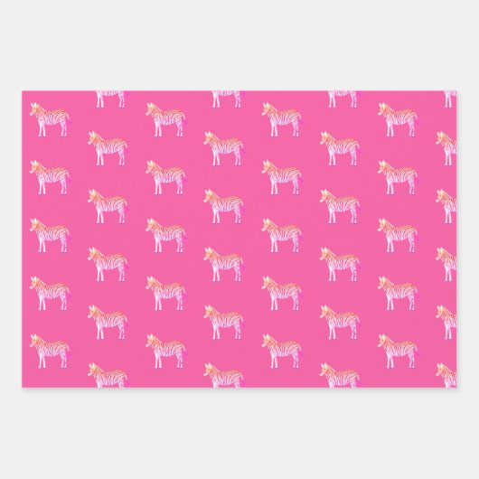 キュートゼカラフルブラアニマルプリントブはっきりしたライトピンク ラッピングペーパーシート (正面2)