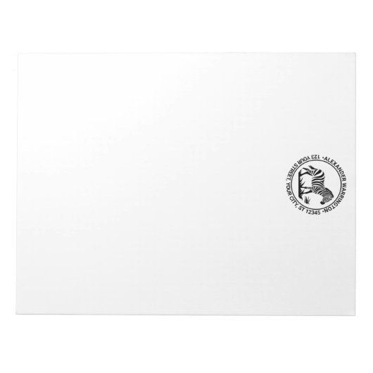 キュートゼブラスタンディングネーム差出人住所 ノートパッド (正面)