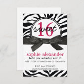 キュートゼブラパターンスイート16パーティー 招待状 (正面/裏面)