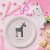 キュートゼブラピンクパーティー ペーパープレート (パーティー)