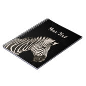 キュートゼブラポートレートオンブラックネームパーソナライズされた ノートブック (左側)