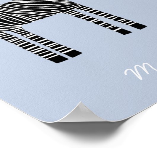 キュートゼブラ名前をカスタムするブルー ポスター (角)