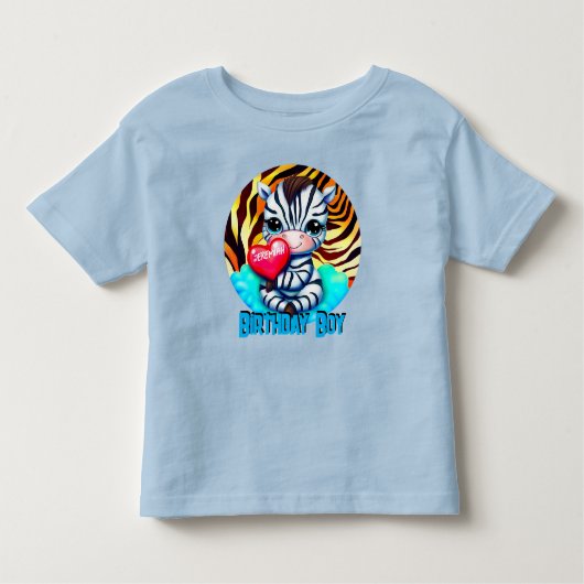 キュートゼブラ誕生日ボーイ トドラーTシャツ (正面)