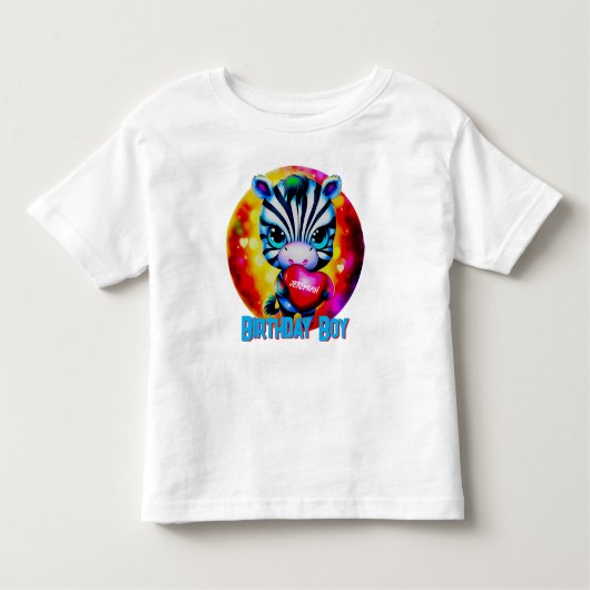 キュートゼブラ誕生日ボーイ トドラーTシャツ (正面)