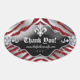 キュートゼブラ（紋章の）フラ・ダ・リグリッター赤 楕円形シール