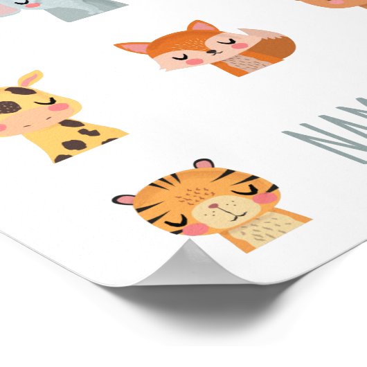 キュートゼンヨガかわいい動物顔イラストレーション ポスター (角)