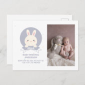キュートソファニーシンプルベビーエレガントフォト誕生 案内ポストカード (正面/裏面)