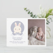 キュートソファニーシンプルベビーエレガントフォト誕生 案内状 (スタンド正面)