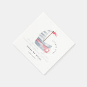 キュートソフト航海のレッドブルーセーリングボート子供の誕生日 スタンダードカクテルナプキン (角)