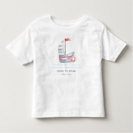 キュートソフト航海のレッドブルーセーリングボート子供の誕生日 トドラーTシャツ