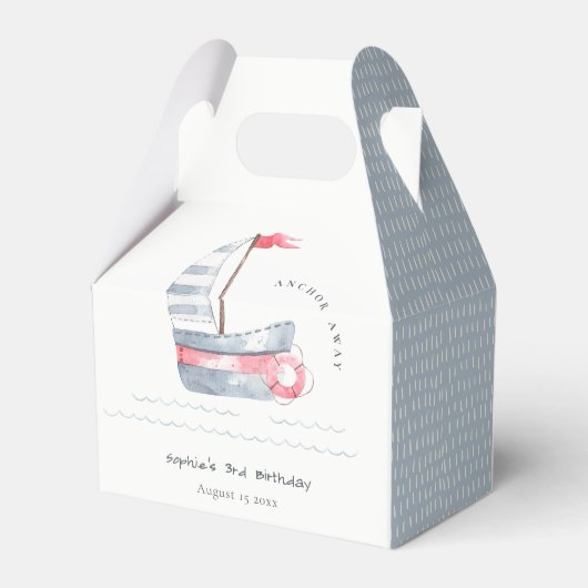 キュートソフト航海のレッドブルーセーリングボート子供の誕生日 フェイバーボックス (裏面サイド)