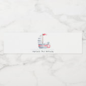 キュートソフト航海のレッドブルーセーリングボート子供の誕生日 ペットボトルラベル (シングルラベル)