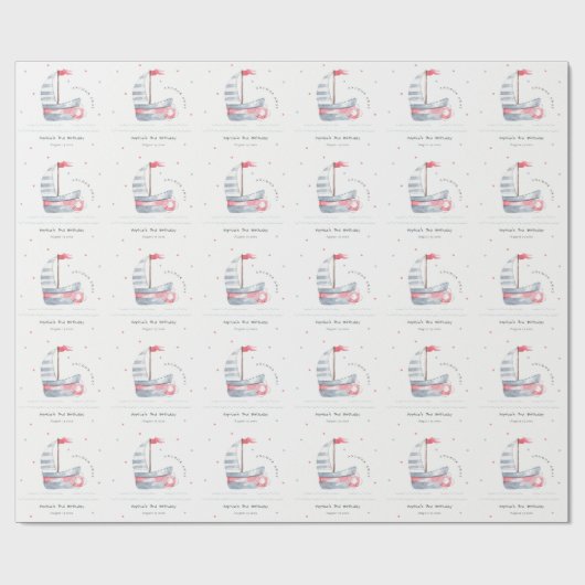 キュートソフト航海のレッドブルーセーリングボート子供の誕生日 ラッピングペーパー (フラット)